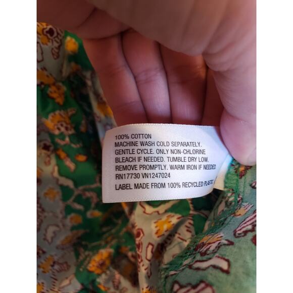 Rhode Target Skirt Large Cotton Ruffle Tier Midi Whimsical Floral Stripe Green - Picture 8 of 9